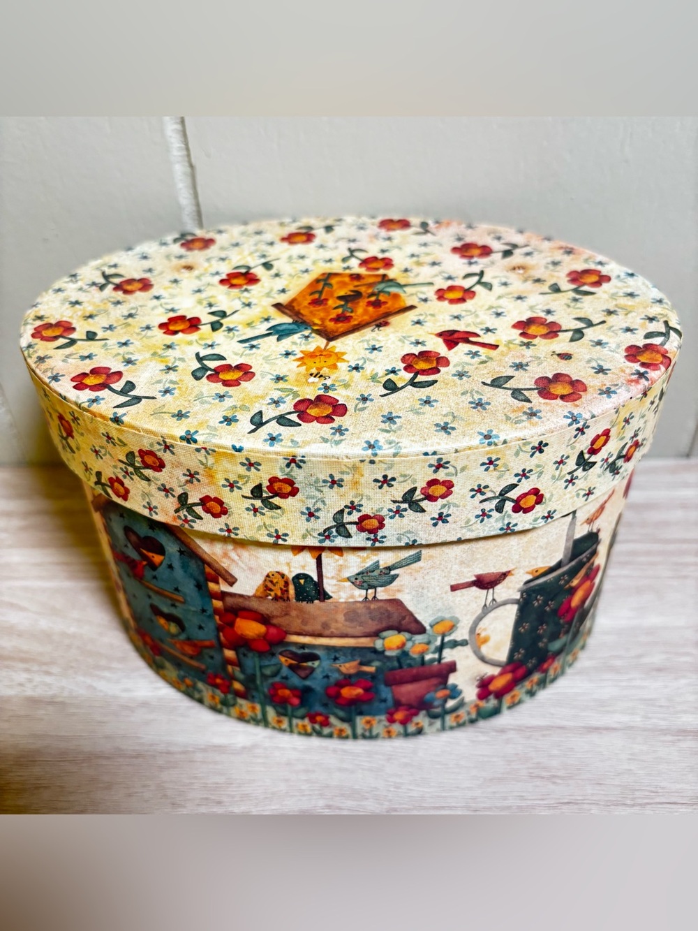 Debi Hron BIRDSONG Bob's Boxes Decorative Oval Storage Box With Lid 7.5”x5.5”